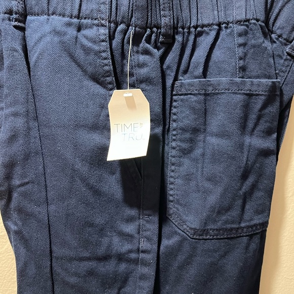 Size 14 NWT Navy Blue Bag Pants. Elastic waist.Buttonfly, Relaxed fit high waist - Picture 2 of 5